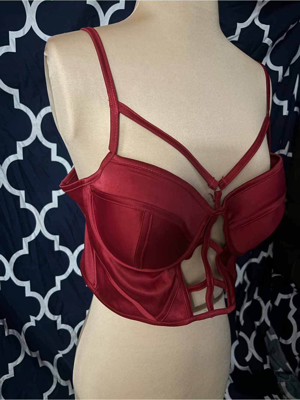 Charlotte Russe Red Strappy Satin Longline Bustier